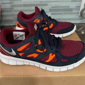 Nike Maroon and Orange Athletic Shoes FREE RUN 2 DEEP